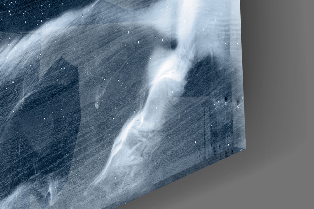 Smoke artwork anchoring a contemporary wall in moody palette