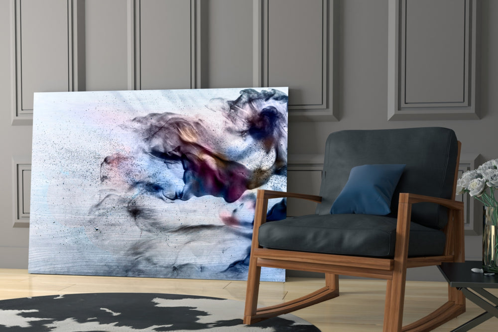 Smoke glass print enhancing a hallway with painterly poetry