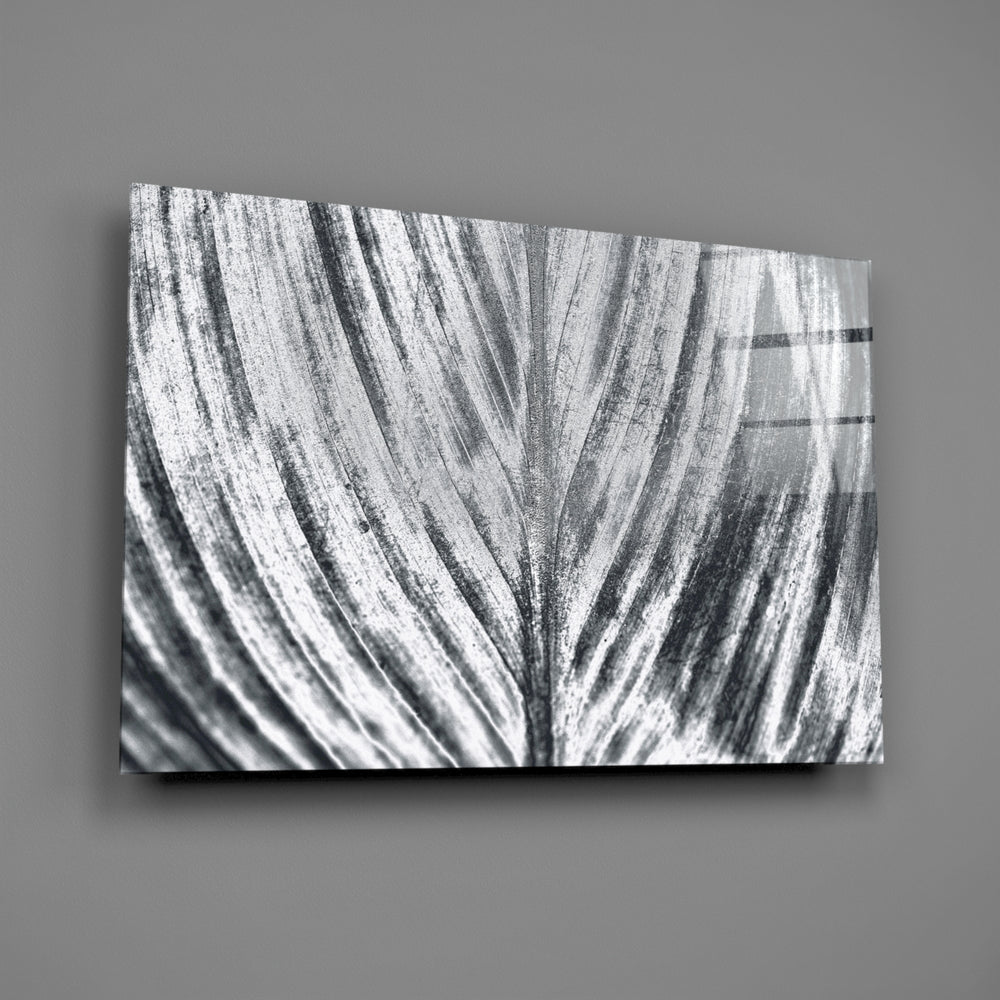Monochrome leaf panel bringing botanical calm to a contemporary living space