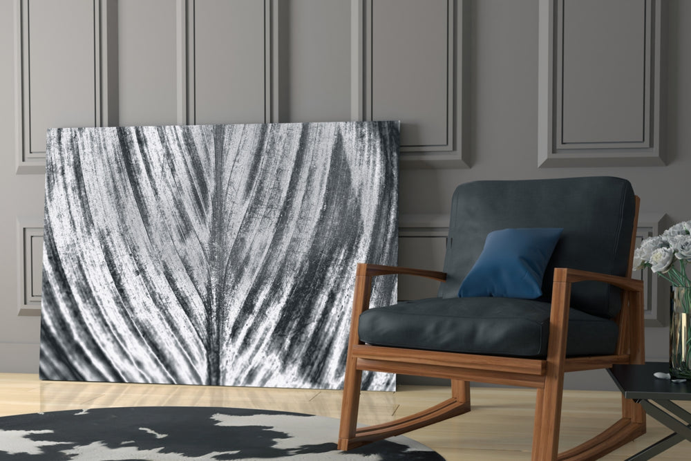 Leaf glass print enhancing a hallway with quiet drama