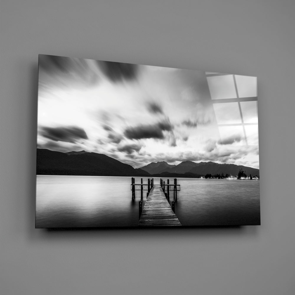 Monochrome pier panel bringing reflective calm to a contemporary living space