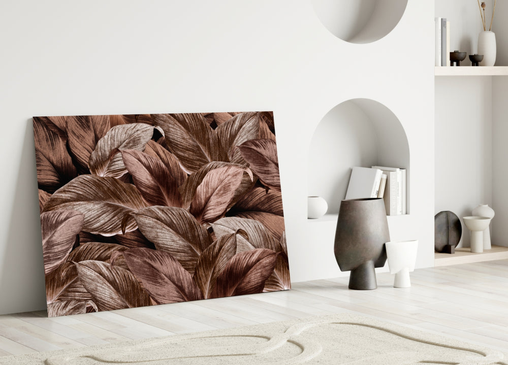 Close-up detail of striped bronze cordyline leaves with metallic shimmer