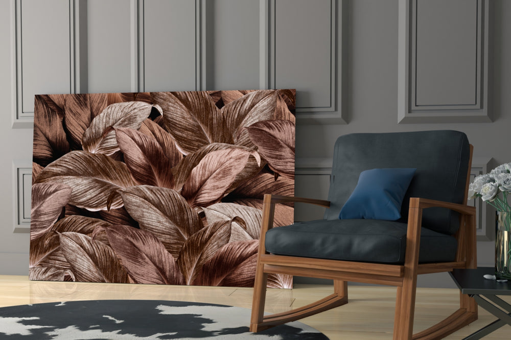 Tropical Leaf glass print enhancing a hallway with statement focal point