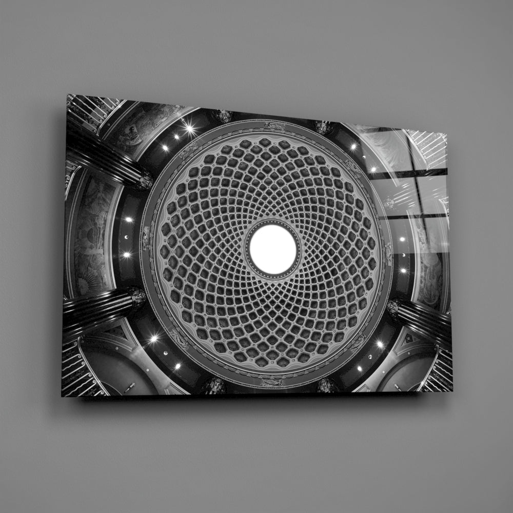 Coffered dome panel bringing cathedral drama to a contemporary living space