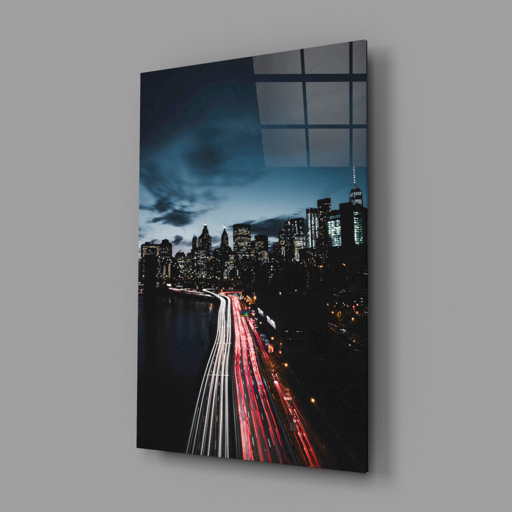 Manhattan long-exposure panel bringing metropolitan mood to a contemporary living space