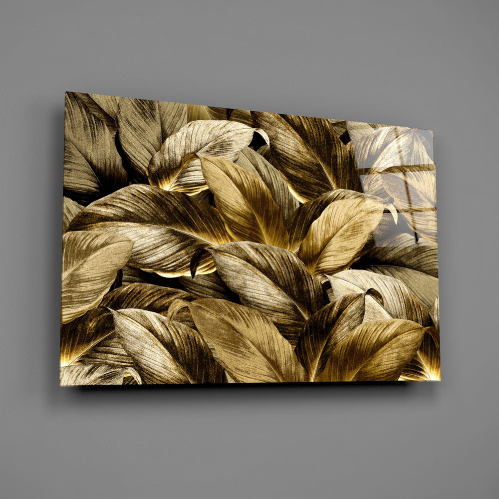 Bronze striped-leaf panel bringing autumn warmth to a contemporary living space