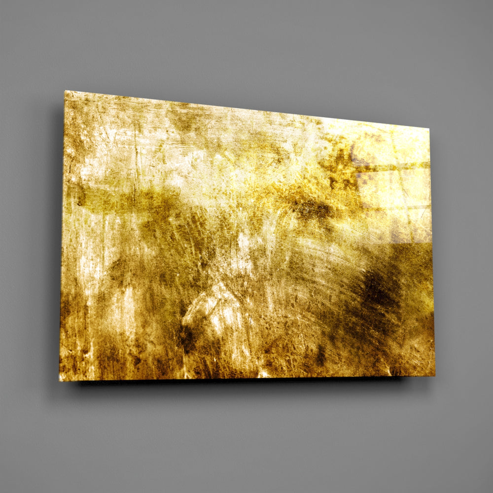 Gold grunge panel bringing burnished warmth to a contemporary living space