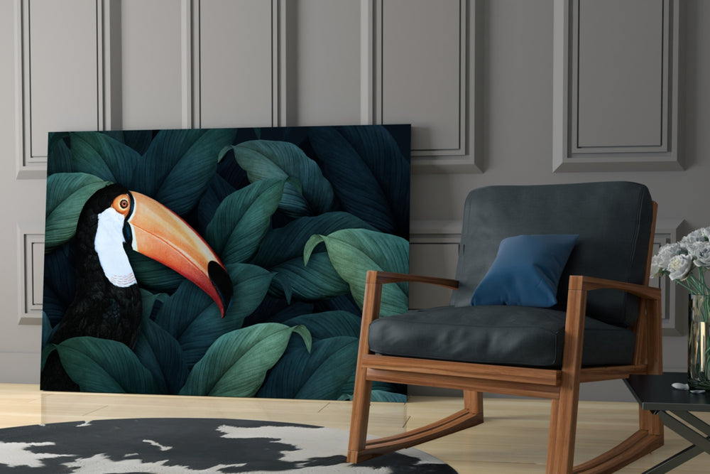 Toucan Parrot glass print enhancing a hallway with statement focal point