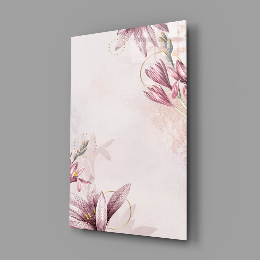 Mauve lily pattern panel bringing soft romance to a contemporary living space