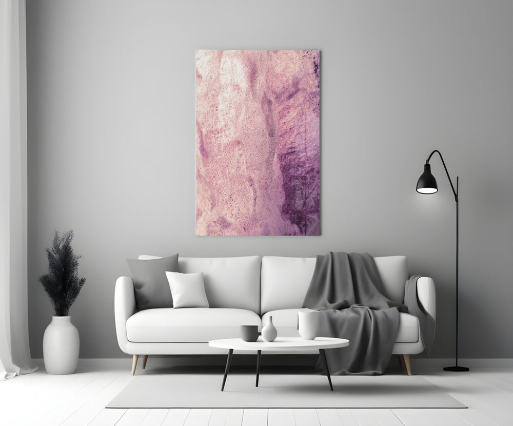 Close-up detail of the pink-and-plum textural wash