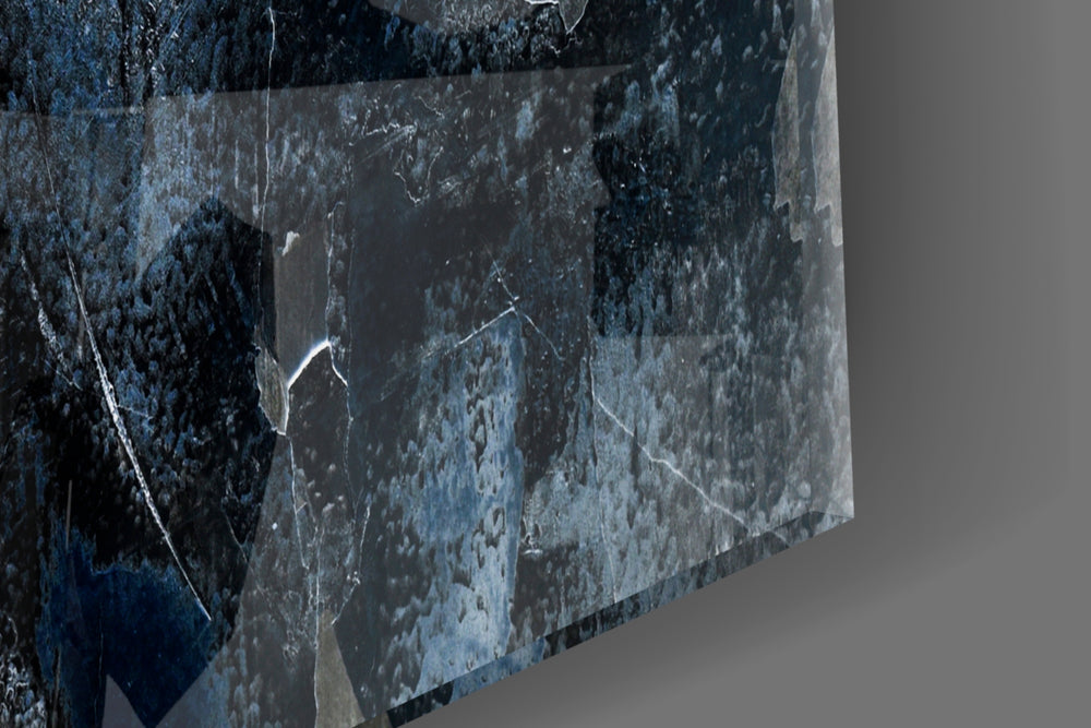 Blue Abstract Pattern artwork anchoring a contemporary wall in moody palette
