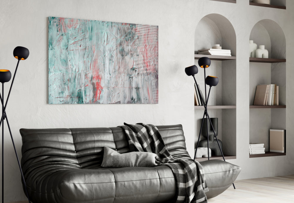 Oil Art Effect Abstract Pattern glass wall art styled in a creative studio