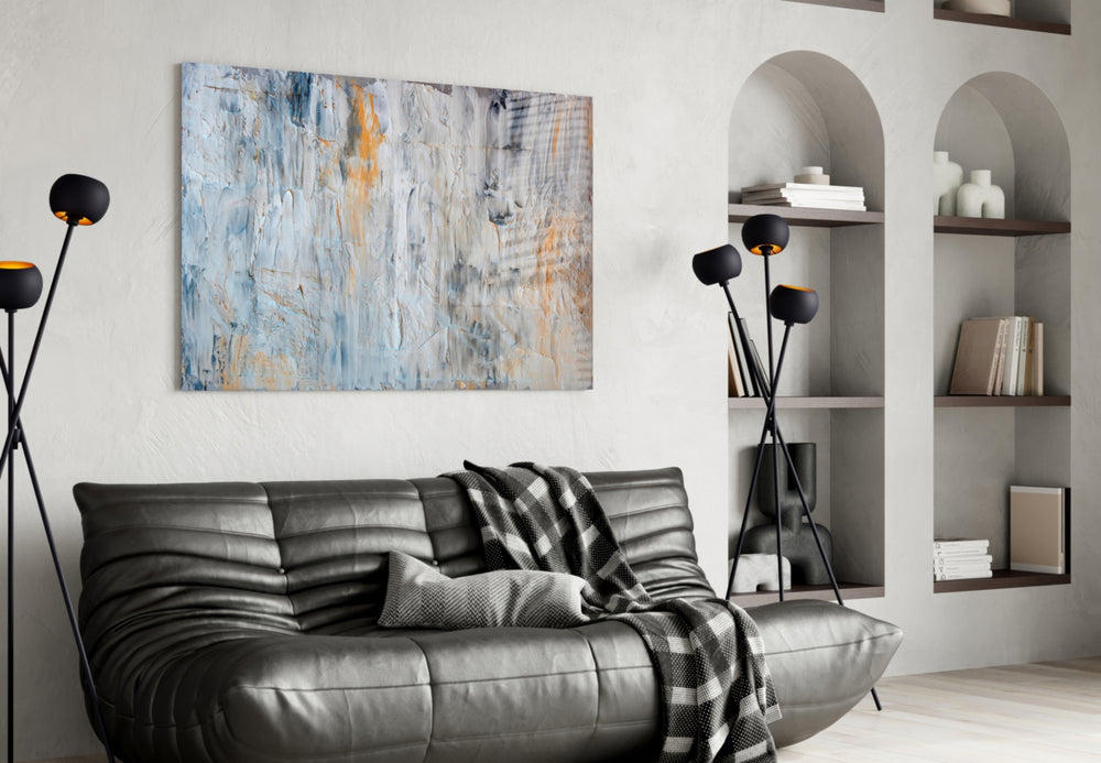 Abstract Pattern glass wall art styled in a creative studio