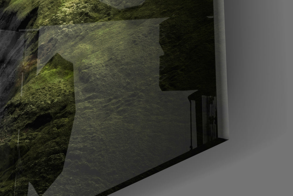 Green Valley artwork anchoring an alpine-themed wall in moody palette