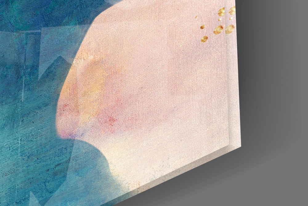 Woman Portrait artwork anchoring a library with botanical palette