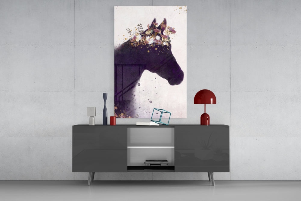 Horse panel catching soft light to reveal its gold flecks