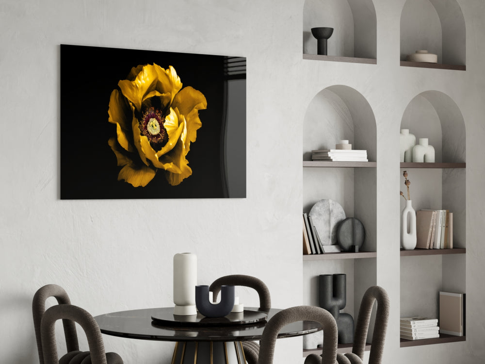 Yellow Flower panel adding poetic grace to a dressing area
