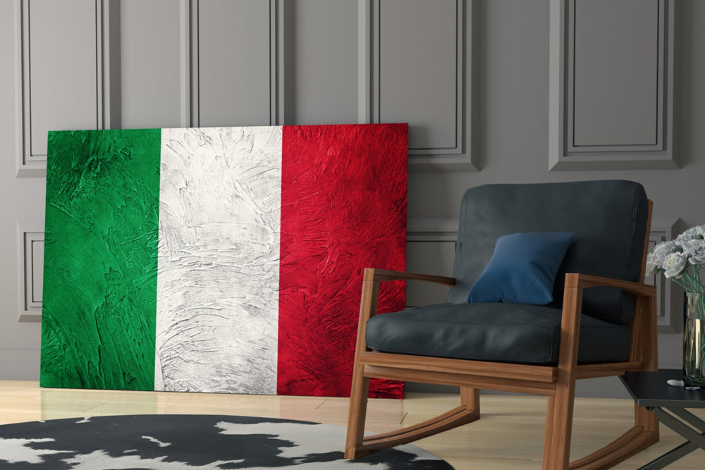 Flag of Italy glass print enhancing a hallway with cultural pulse