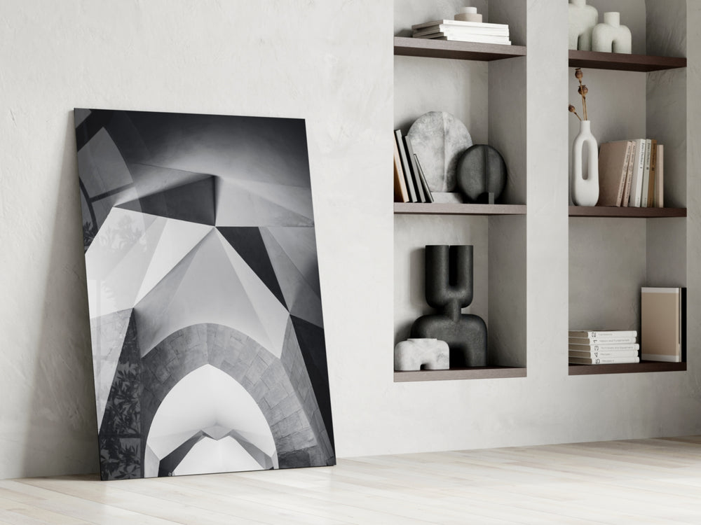 Architectural Geometric Shapes glass print enhancing a home office