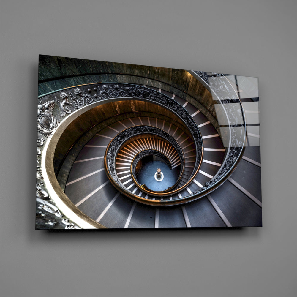 Marble staircase panel bringing cathedral drama to a contemporary living space