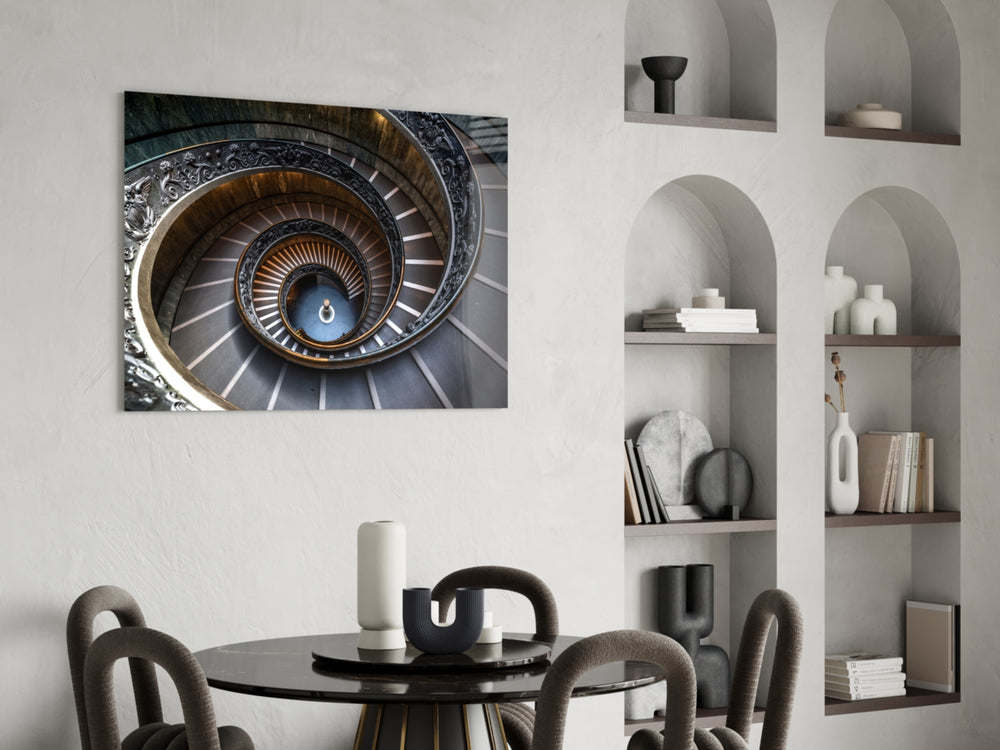 Spiral panel adding classical presence to an office