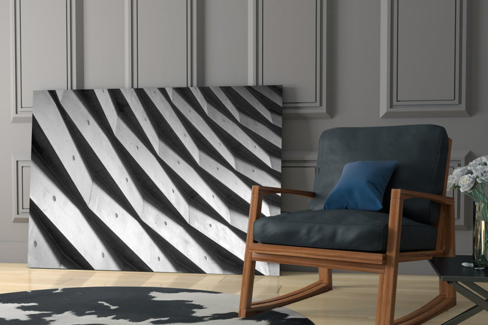Architectural Walls glass print enhancing a hallway with statement geometry