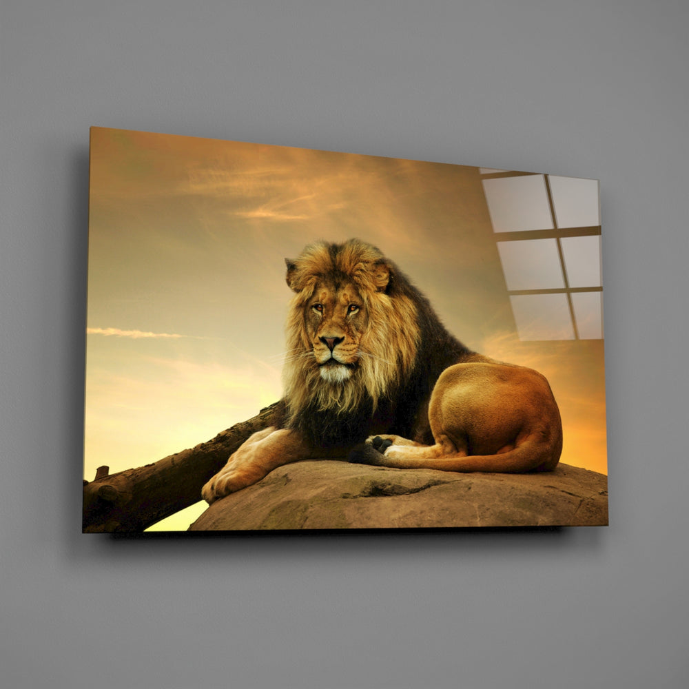 Sunset lion panel bringing regal presence to a contemporary living space