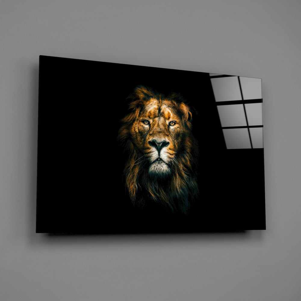 Low-key lion panel bringing regal authority to a contemporary living space
