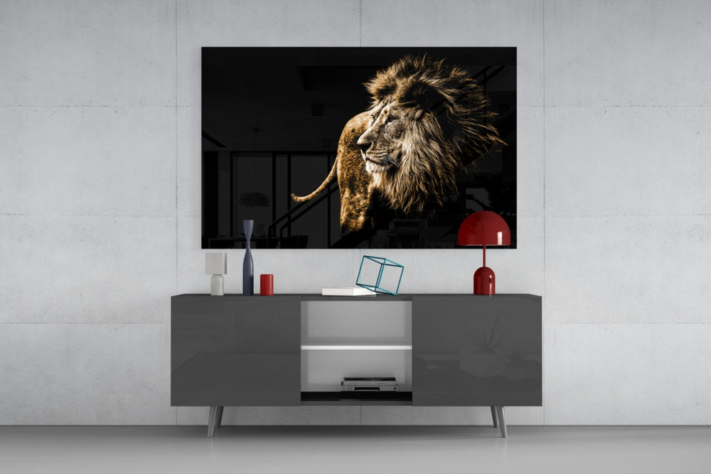 Lion panel catching warm light to reveal its painterly profile