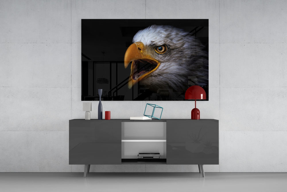 Eagle panel catching low light to reveal its primal cry