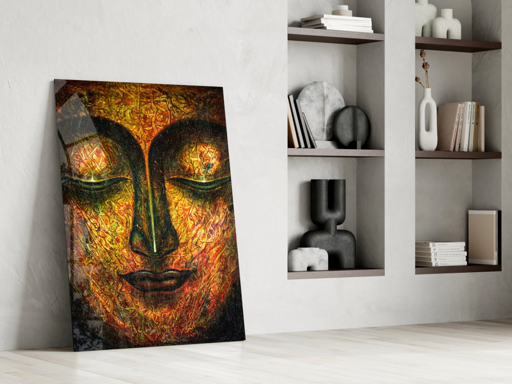 Sculpture glass print enhancing a contemplative reading corner