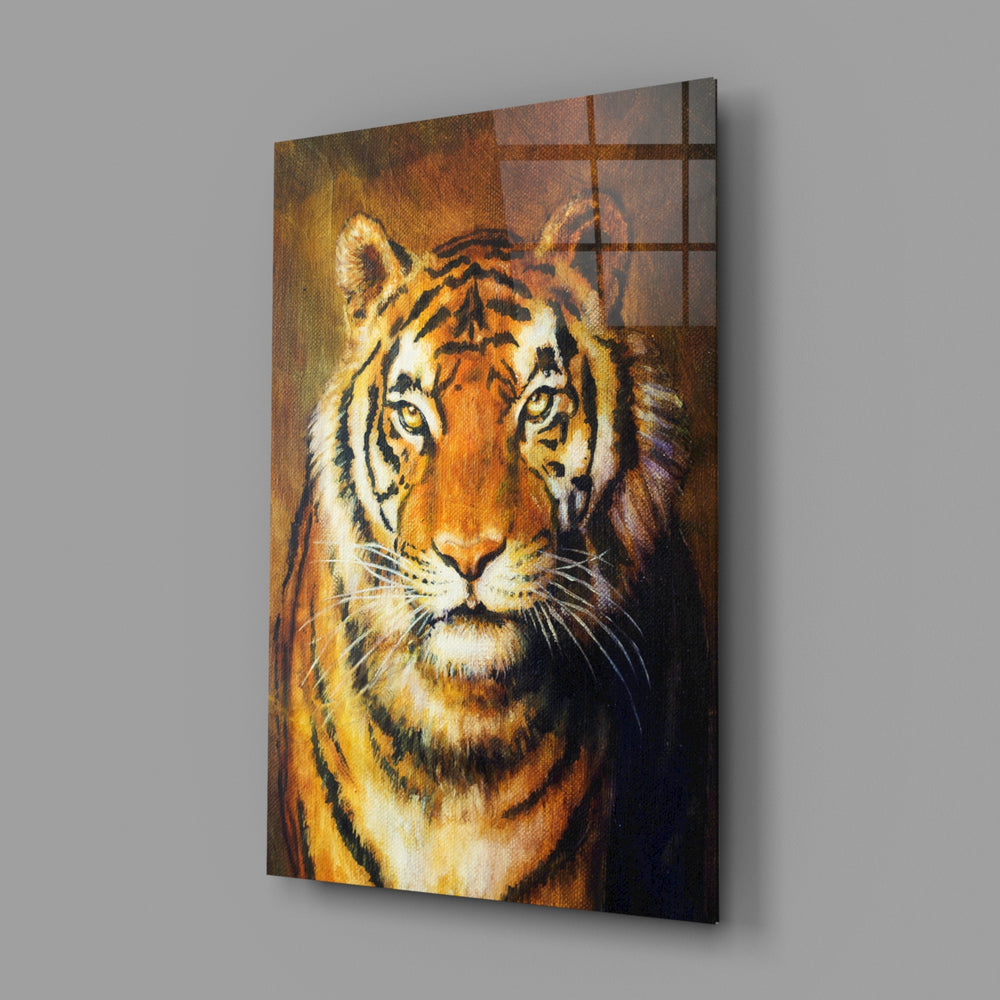 Classical tiger portrait bringing heroic presence to a contemporary living space