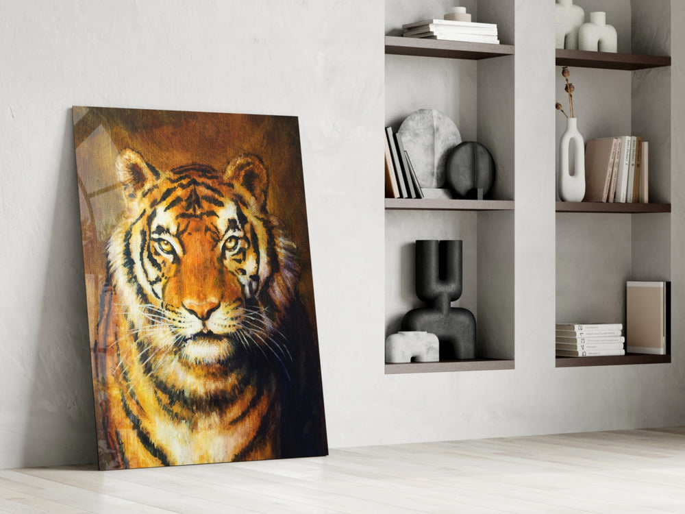 Tiger glass print enhancing a library with classical taste