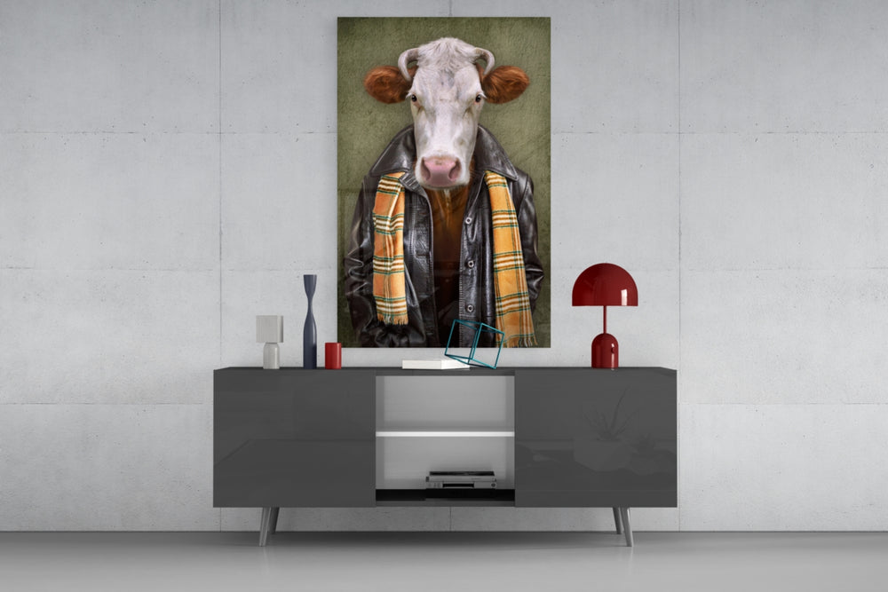 Ox Head panel catching warm light to reveal its plaid scarf