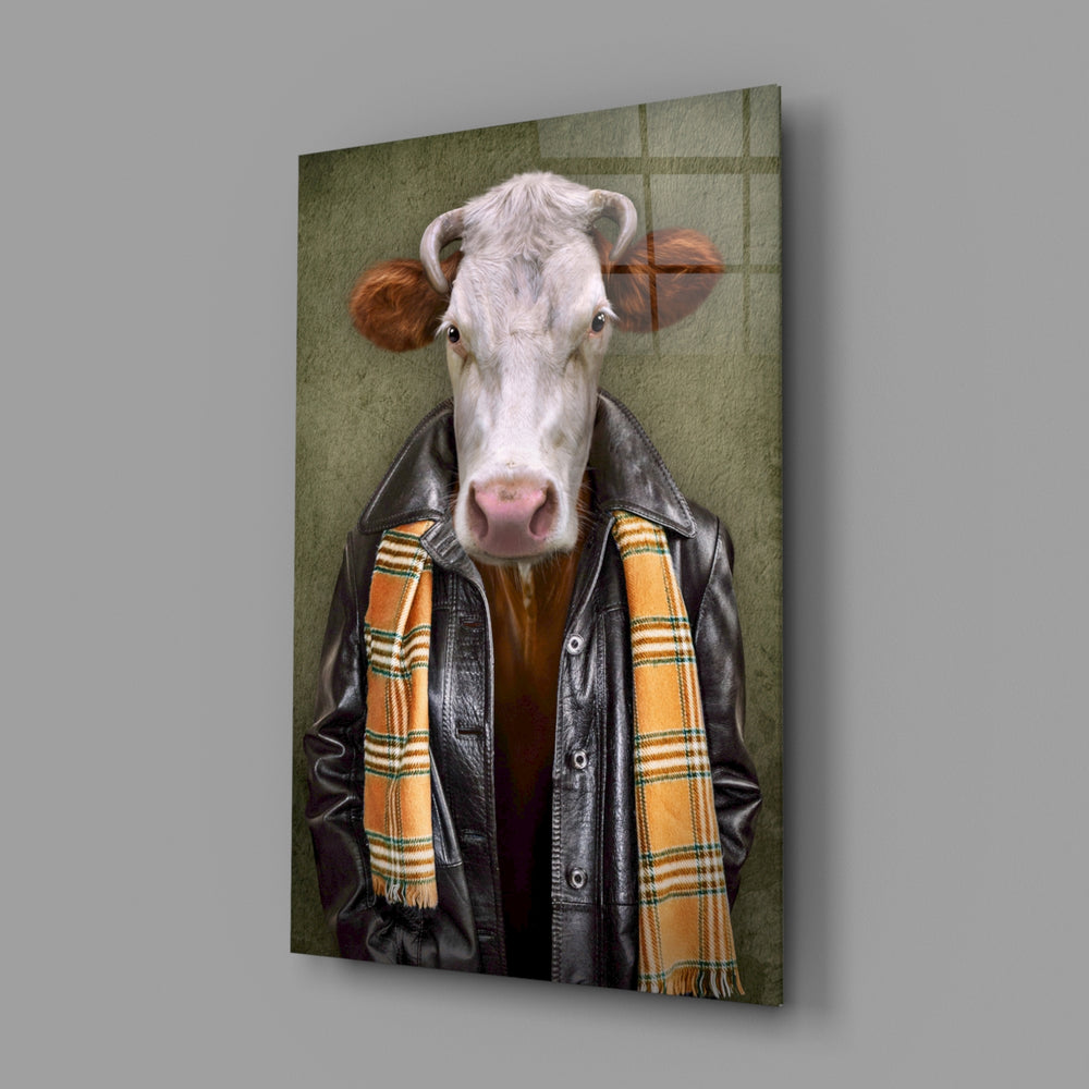 Anthropomorphic ox panel bringing farmhouse wit to a contemporary living space