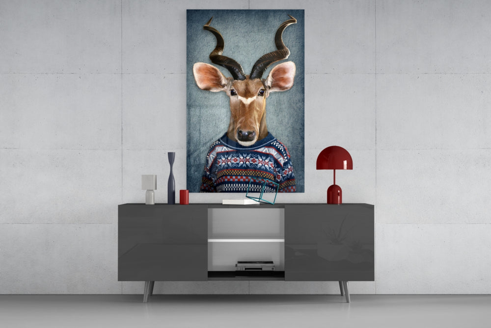 Deer Head panel catching warm light to reveal its sweater texture