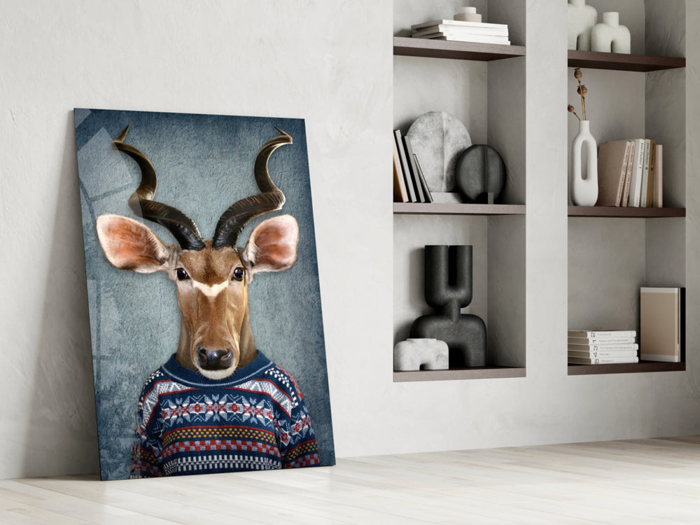 Deer Head glass print enhancing a hallway with character