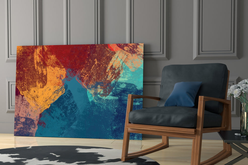 Abstract Colors glass print enhancing a hallway with vivid drama