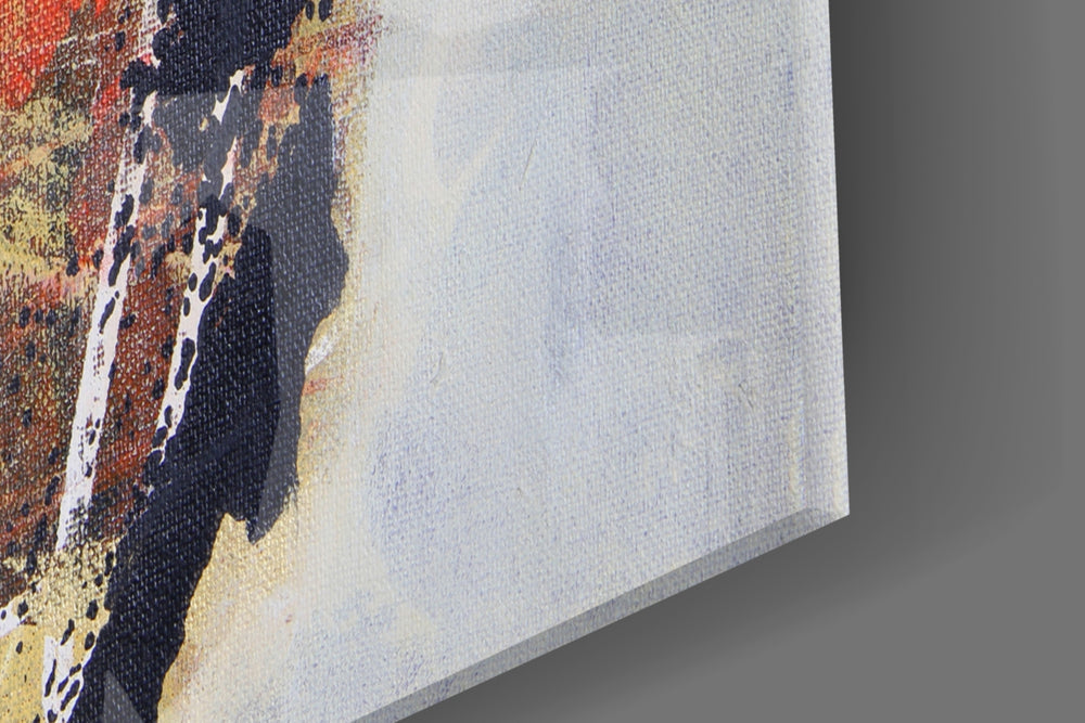 Women's artwork anchoring a contemporary wall in moody palette