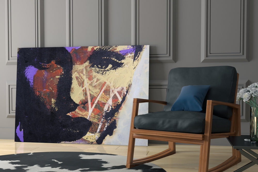 Women's glass print enhancing a hallway with statement focal point