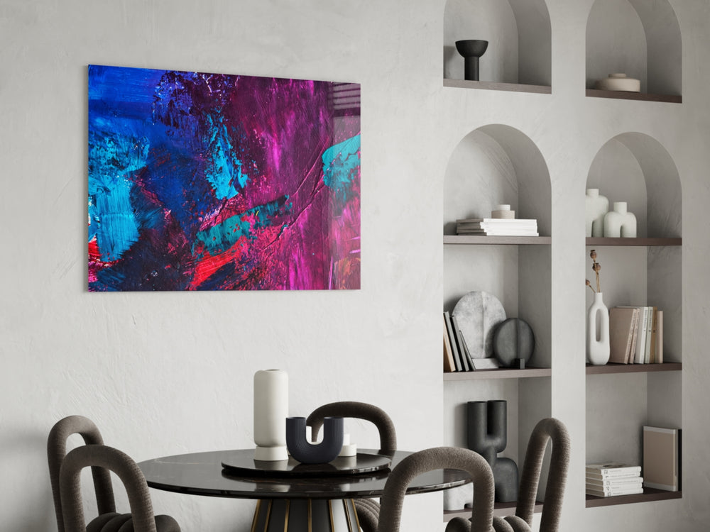 Abstract Colors panel adding statement energy to a lounge