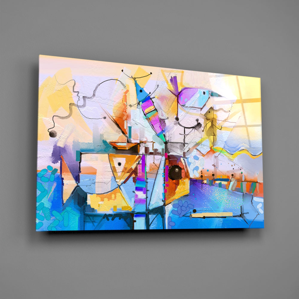 Naïve still-life panel bringing playful energy to a contemporary living space