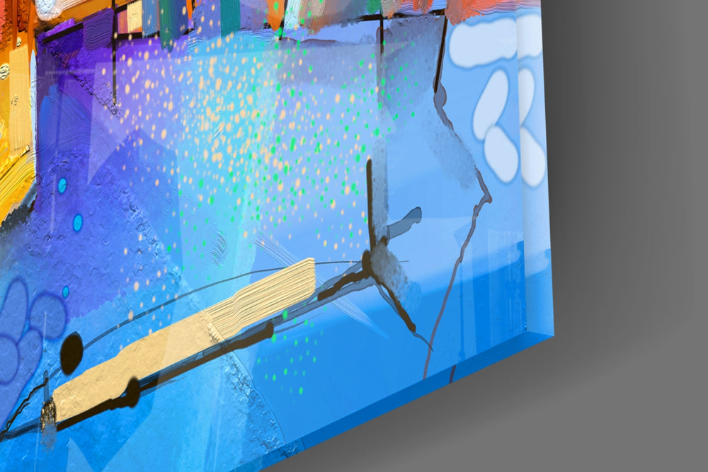 Abstract Colors artwork anchoring a contemporary wall in bright palette