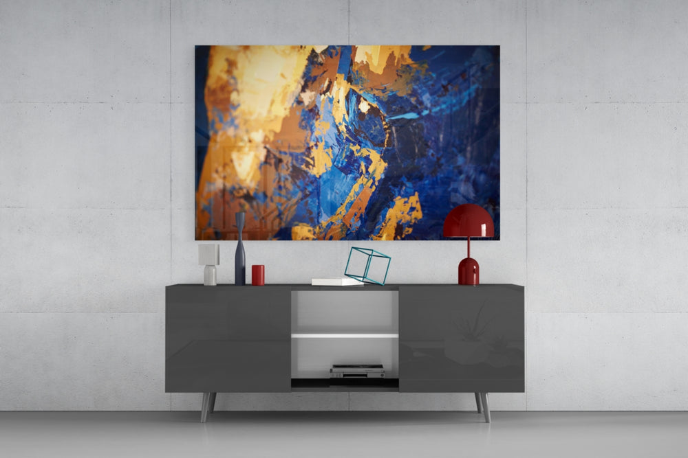 Abstract Colors panel catching warm light to reveal its impasto edges