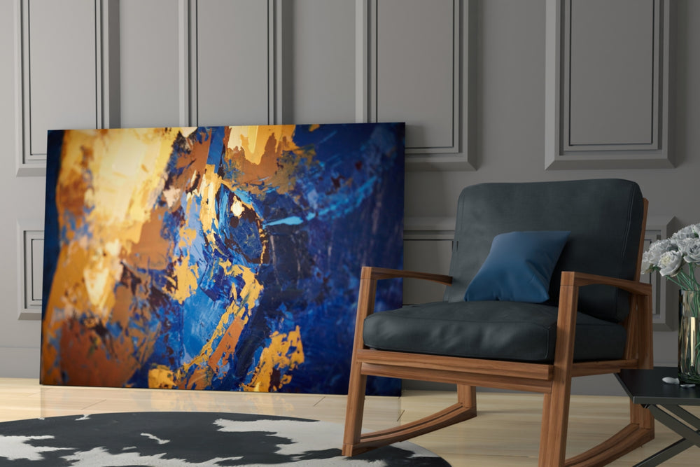 Abstract Colors glass print enhancing a hallway with statement texture