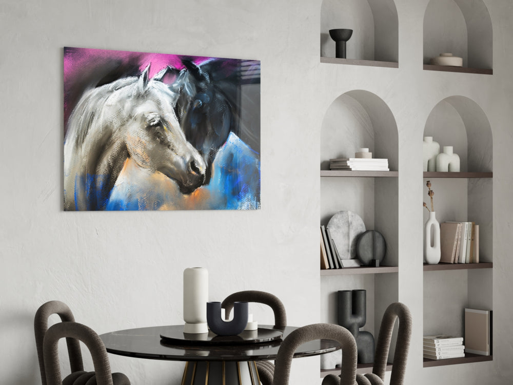 Horse panel adding intimate warmth to a bedroom