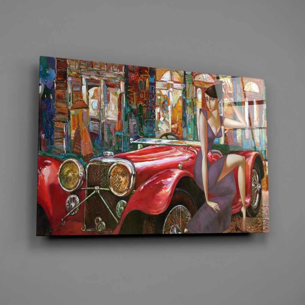Art-deco figure panel bringing elegant warmth to a contemporary living space