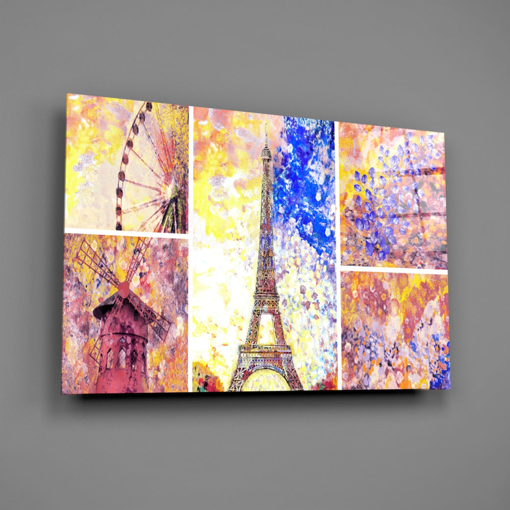 Paris collage panel bringing cosmopolitan warmth to a contemporary living space