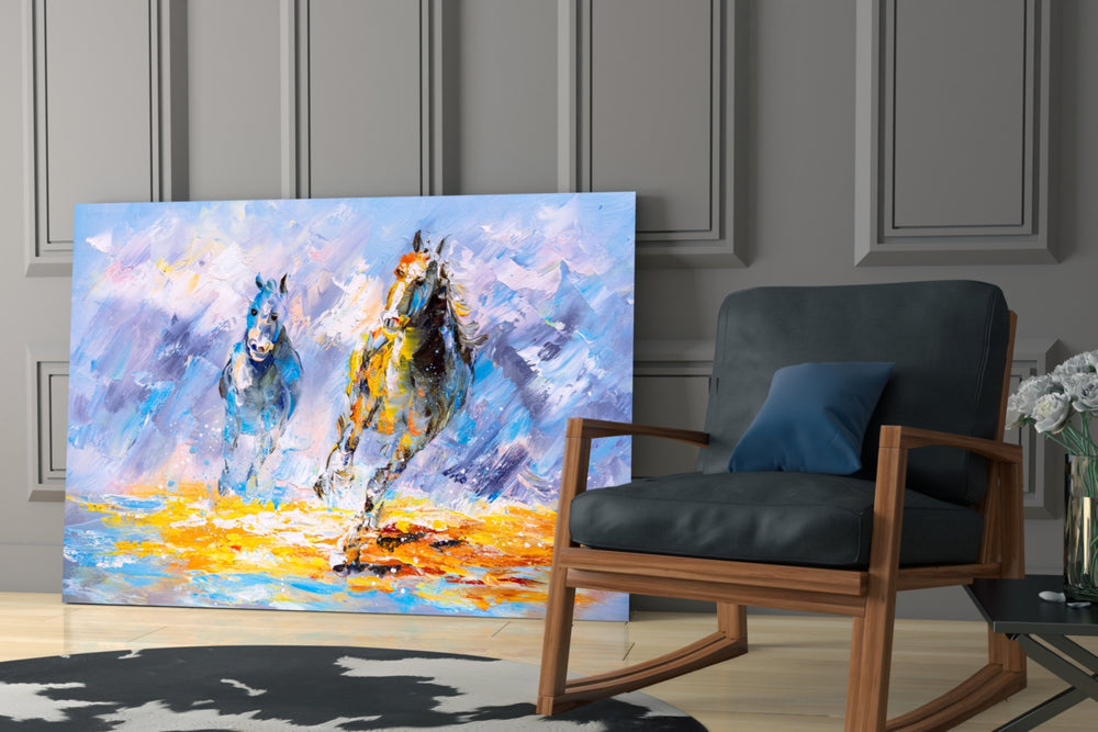 Horse glass print enhancing a hallway with painterly motion