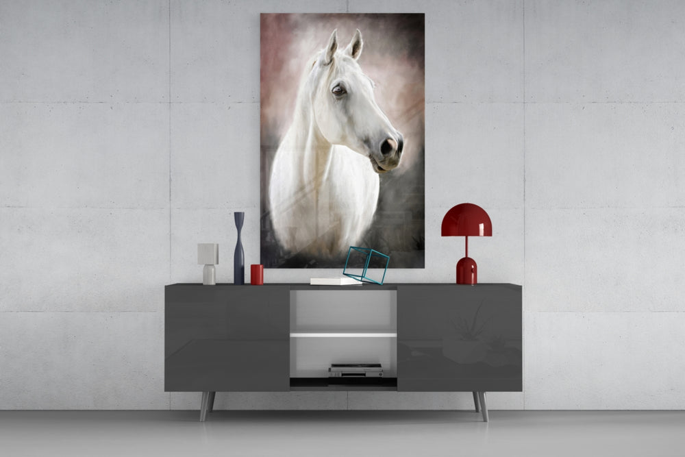 Horse panel catching warm light to reveal its luminous coat